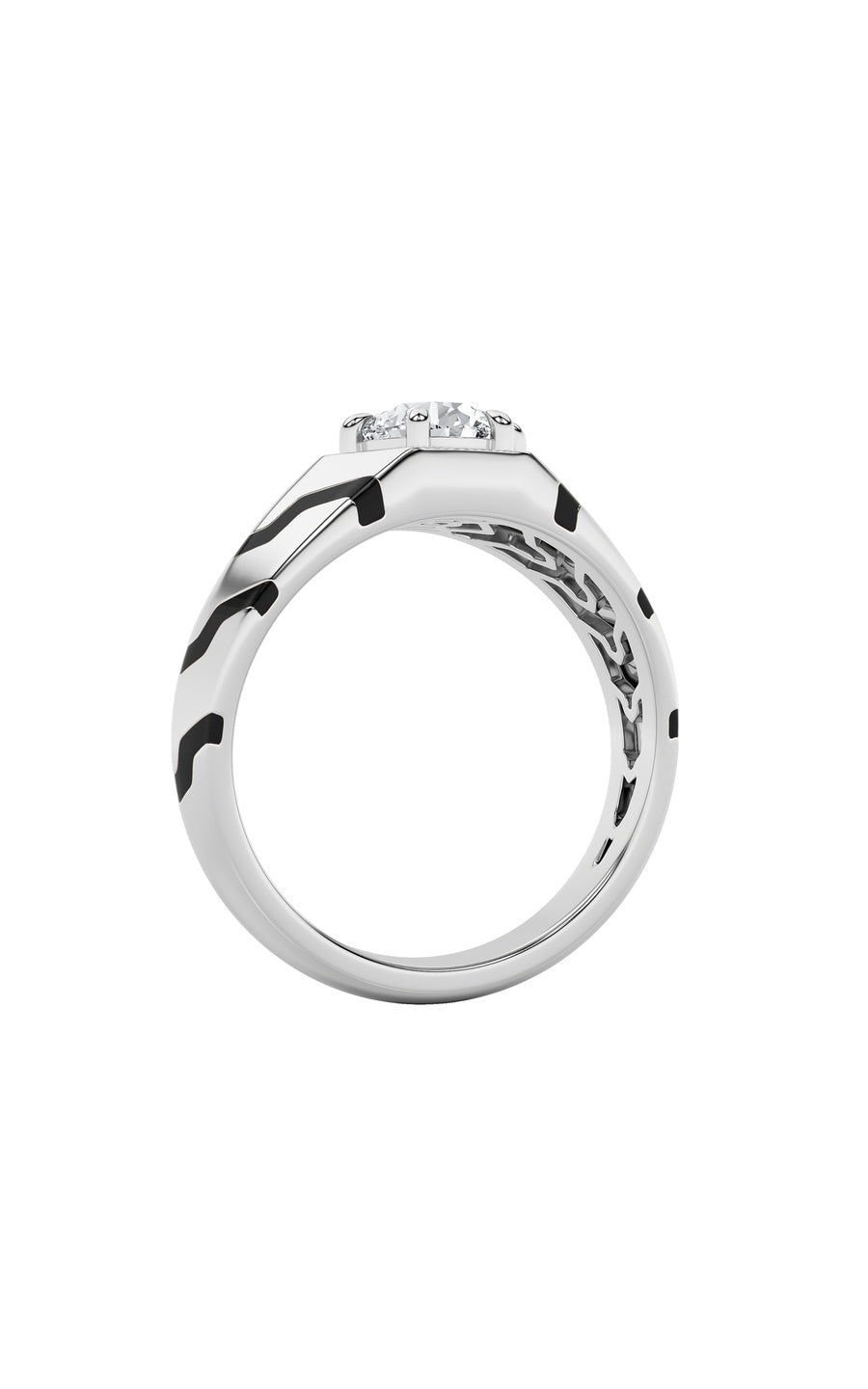 1.5Cttw Round Shaped Lab Grown Diamond (F/VS) MensRing in 14K White Gold