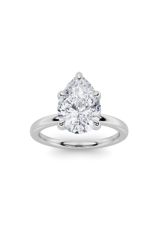 4Cttw Pear Shaped Lab Grown Diamond Classic Solitaire Ring in 14K Gold (F/VS)