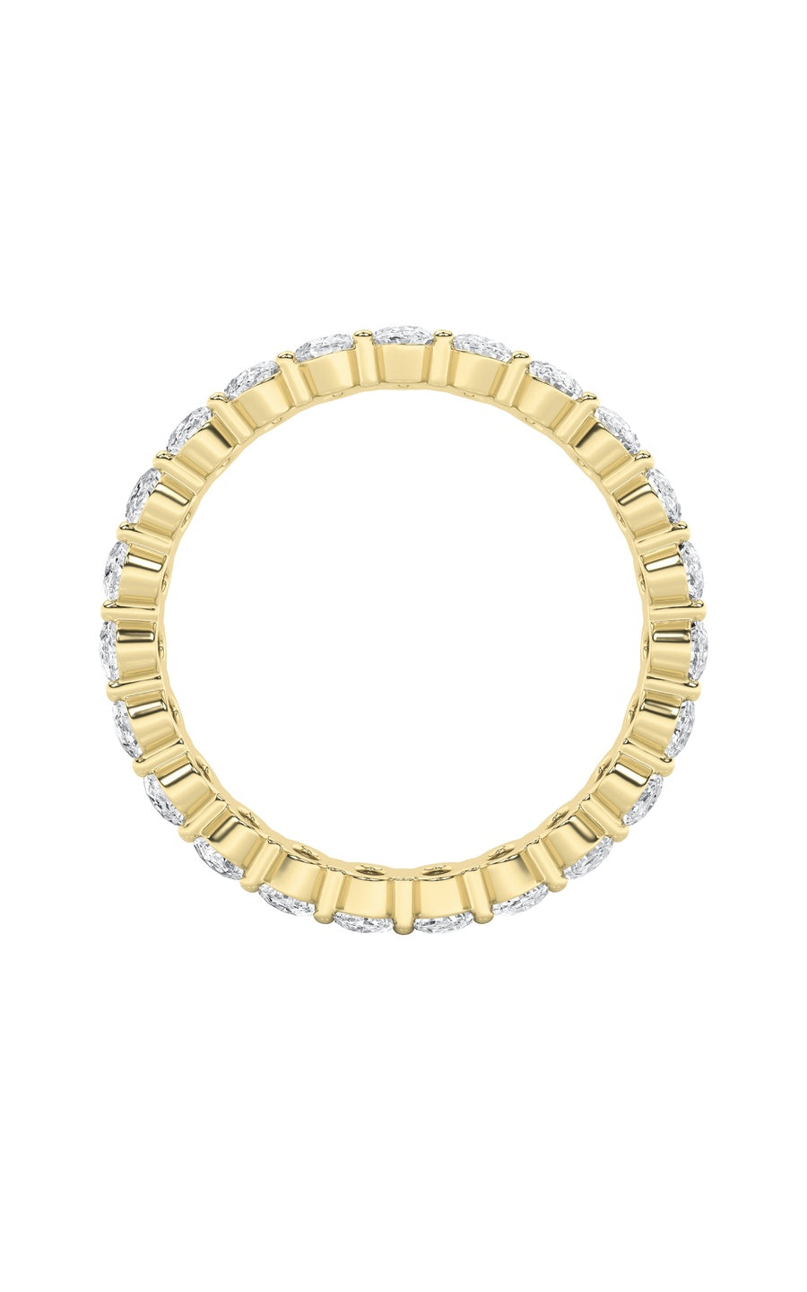 4Cttw Oval Shaped Lab Grown Diamond Split Prong Eternity Ring in 14K Gold (F/VS)