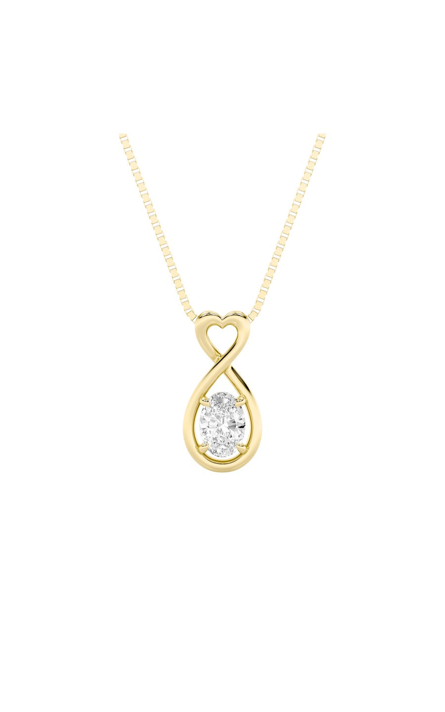 1Cttw Oval Shaped Lab Grown Diamond (G/VS) Fancy Solitaire Pendant in 14K Gold