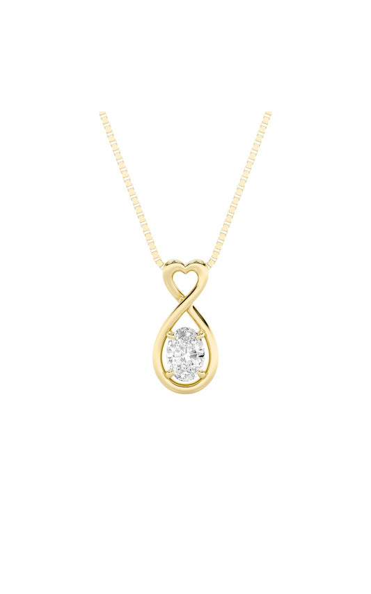 1Cttw Oval Shaped Lab Grown Diamond (G/VS) Fancy Solitaire Pendant in 14K Gold
