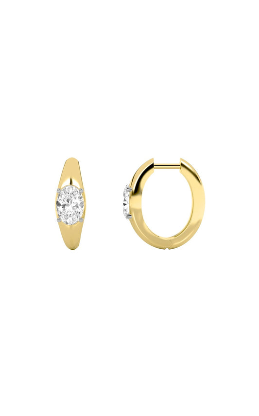 2Cttw Oval Shaped Lab Grown Diamond (G/VS) HuggieEarrings in 10K Gold