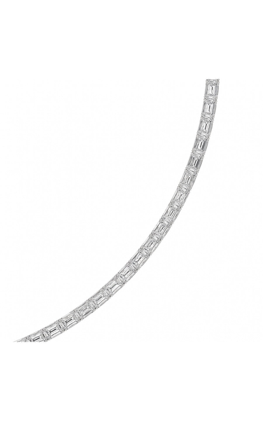 29Cttw Emerald Shaped Lab Grown Diamond Tennis Necklace in 14K Gold (F/VS)