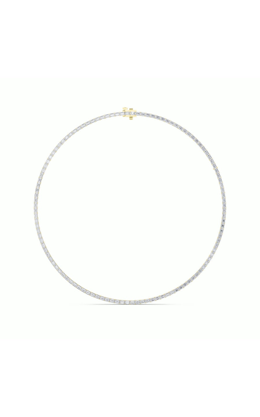 29Cttw Emerald Shaped Lab Grown Diamond Tennis Necklace in 14K Gold (F/VS)