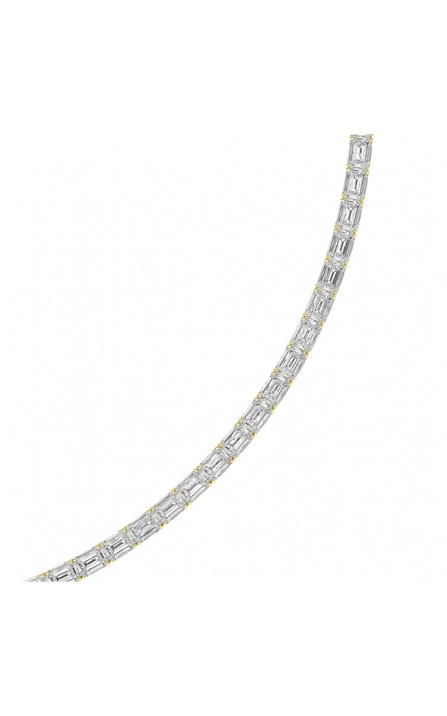 29CTW Emerald Shaped Lab Grown Diamond Tennis Necklace in 14K Gold (F/VS)