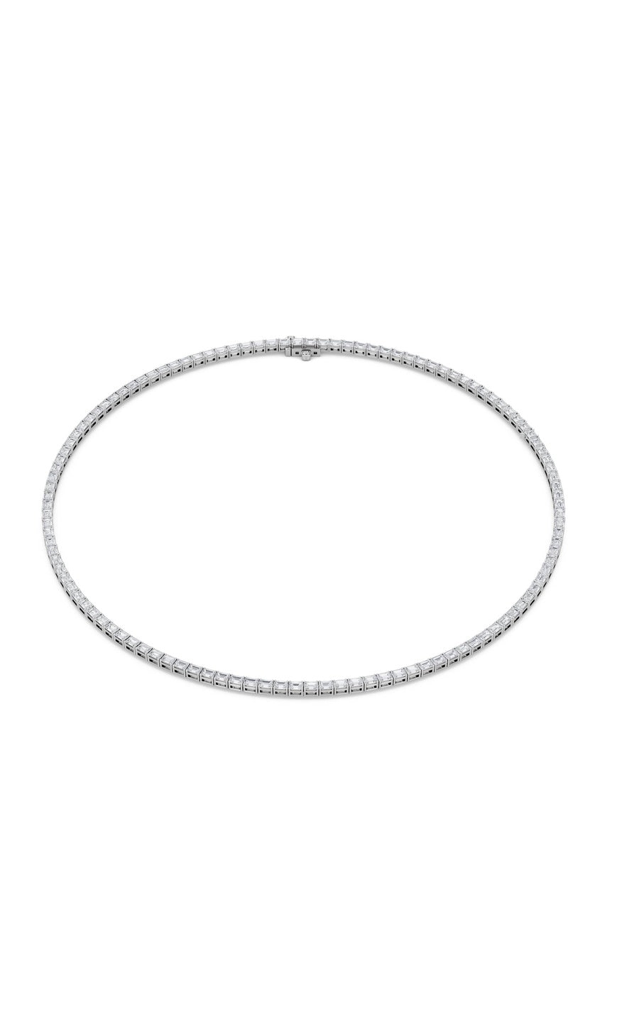 34Cttw Emerald Shaped Lab Grown Diamond Tennis Necklace in 14K Gold (F/VS)