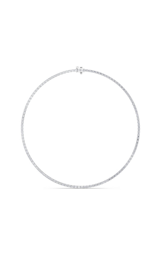 40Cttw Emerald Shaped Lab Grown Diamond Tennis Necklace in 14K Gold (F/VS)