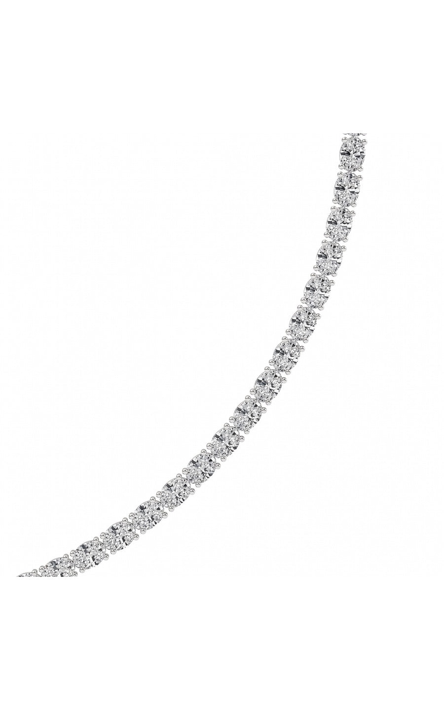 19Cttw Oval Shaped Lab Grown Diamond Tennis Necklace in 14K Gold (F/VS)