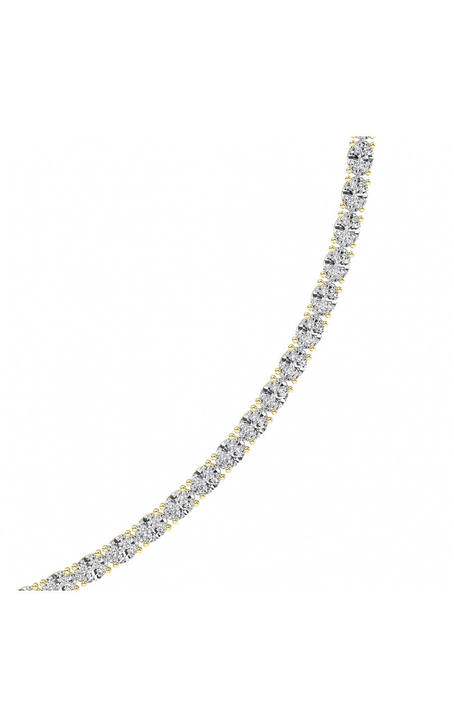 19Cttw Oval Shaped Lab Grown Diamond Tennis Necklace in 14K Gold (F/VS)