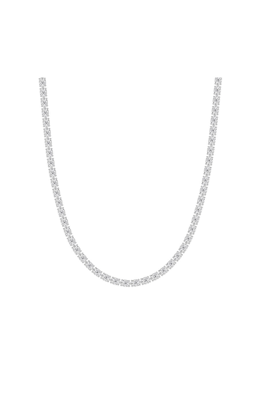 25Cttw Oval Shaped Lab Grown Diamond Tennis Necklace in 14K Gold (F/VS)