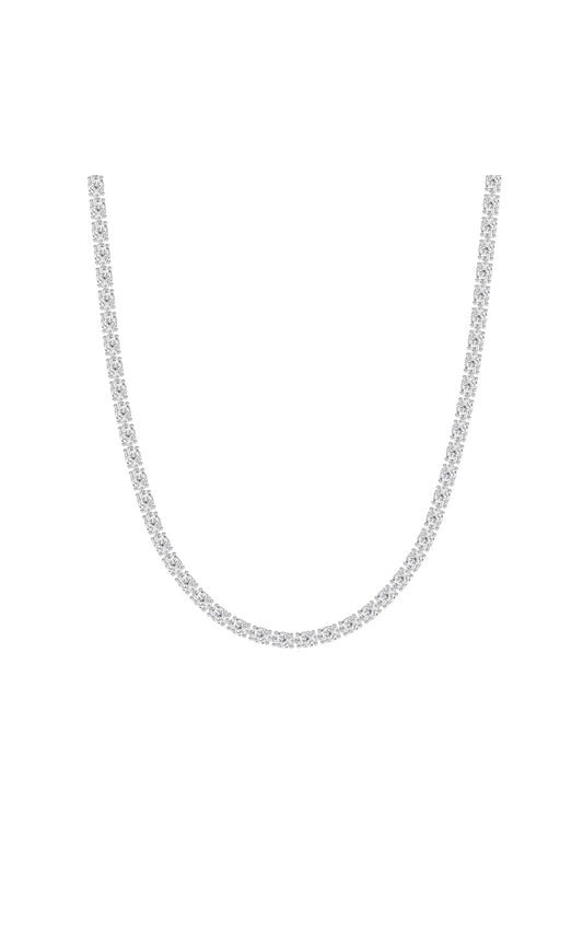 25Cttw Oval Shaped Lab Grown Diamond Tennis Necklace in 14K Gold (F/VS)