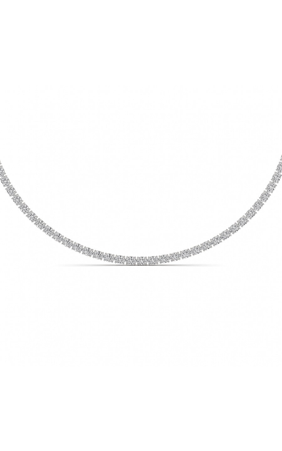25Cttw Oval Shaped Lab Grown Diamond Tennis Necklace in 14K Gold (F/VS)