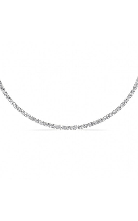 25CTW Oval Shaped Lab Grown Diamond Tennis Necklace in 14K Gold (F/VS)