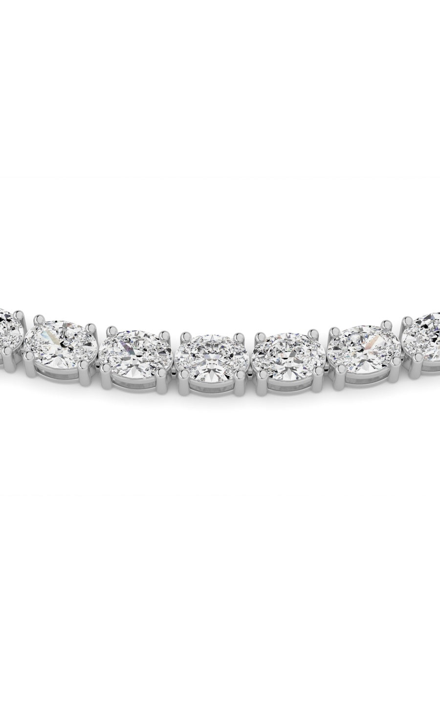 25Cttw Oval Shaped Lab Grown Diamond Tennis Necklace in 14K Gold (F/VS)