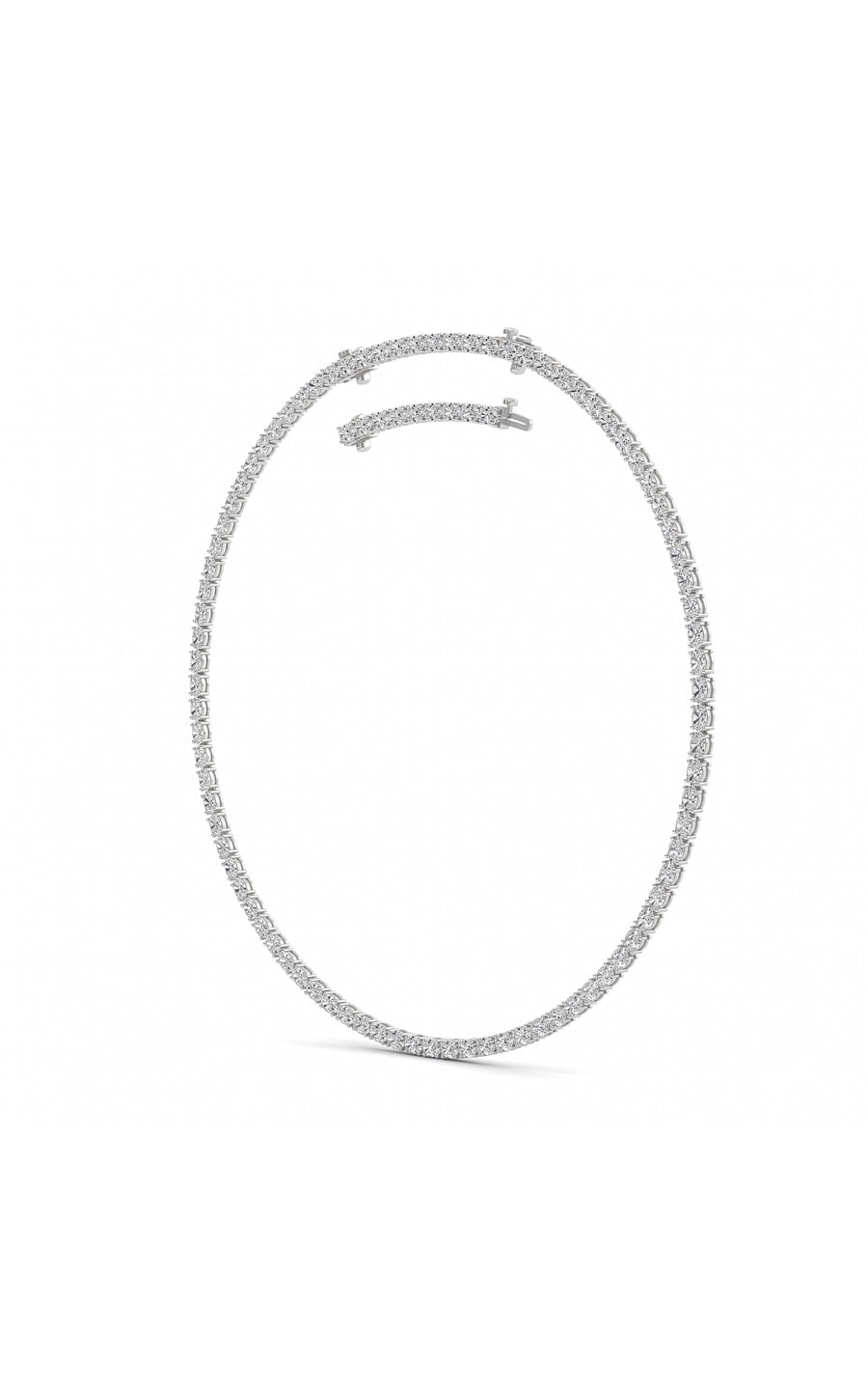 25Cttw Oval Shaped Lab Grown Diamond Tennis Necklace in 14K Gold (F/VS)