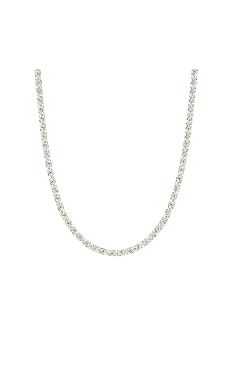 25Cttw Oval Shaped Lab Grown Diamond Tennis Necklace in 14K Gold (F/VS)