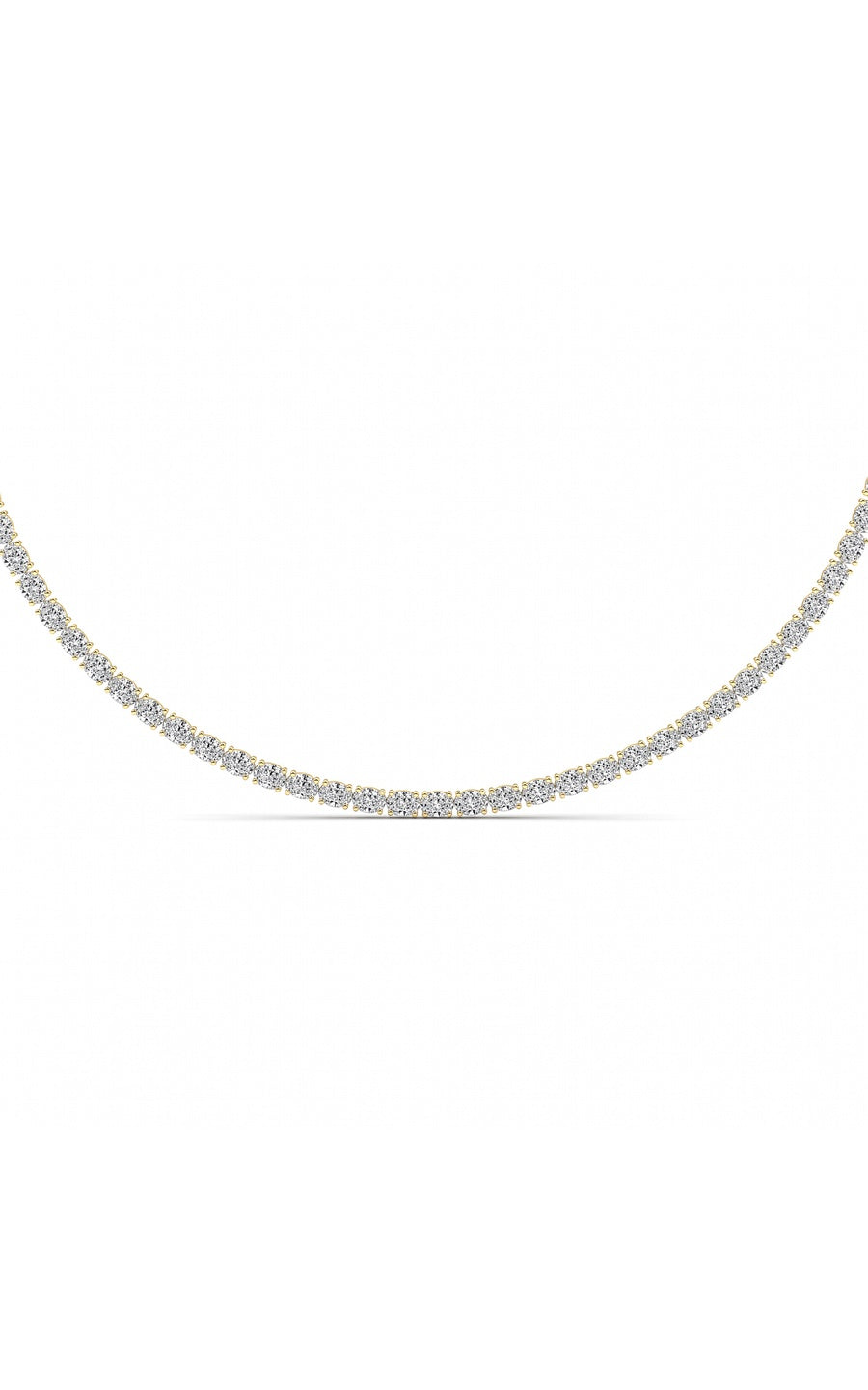 25Cttw Oval Shaped Lab Grown Diamond Tennis Necklace in 14K Gold (F/VS)