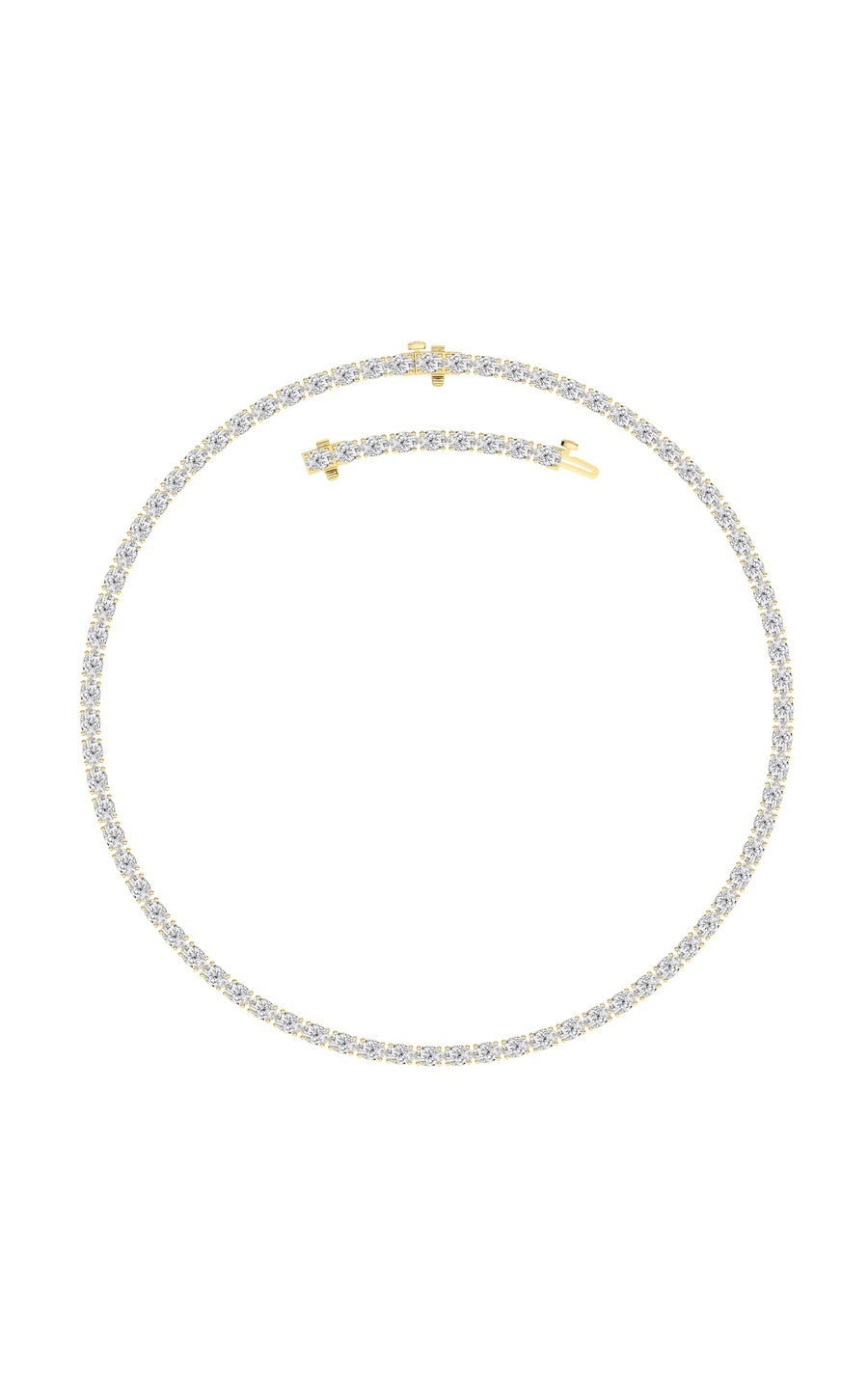 25Cttw Oval Shaped Lab Grown Diamond Tennis Necklace in 14K Gold (F/VS)