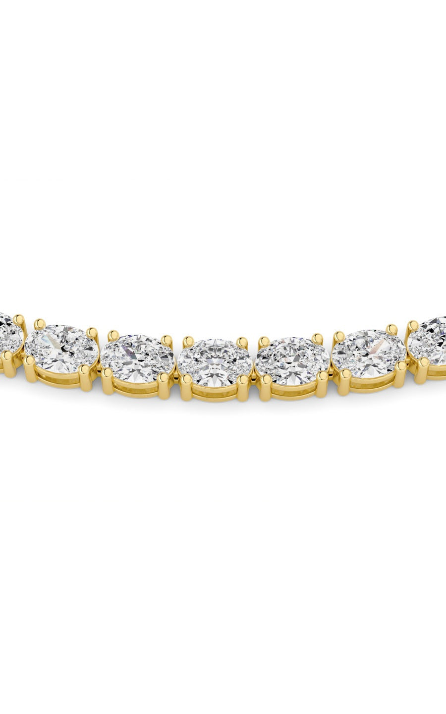 25Cttw Oval Shaped Lab Grown Diamond Tennis Necklace in 14K Gold (F/VS)