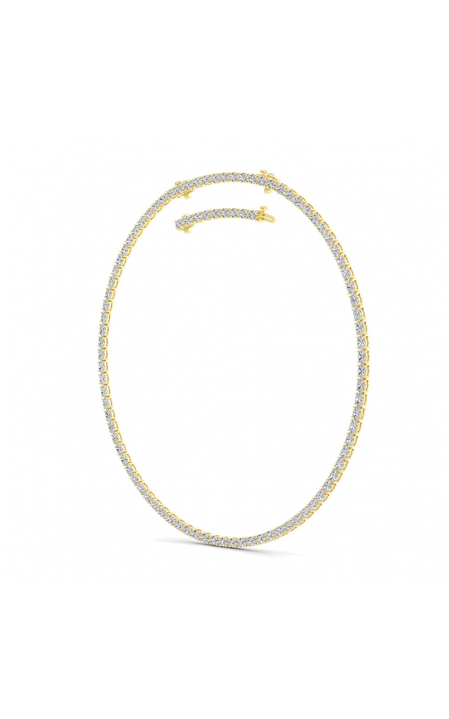25Cttw Oval Shaped Lab Grown Diamond Tennis Necklace in 14K Gold (F/VS)