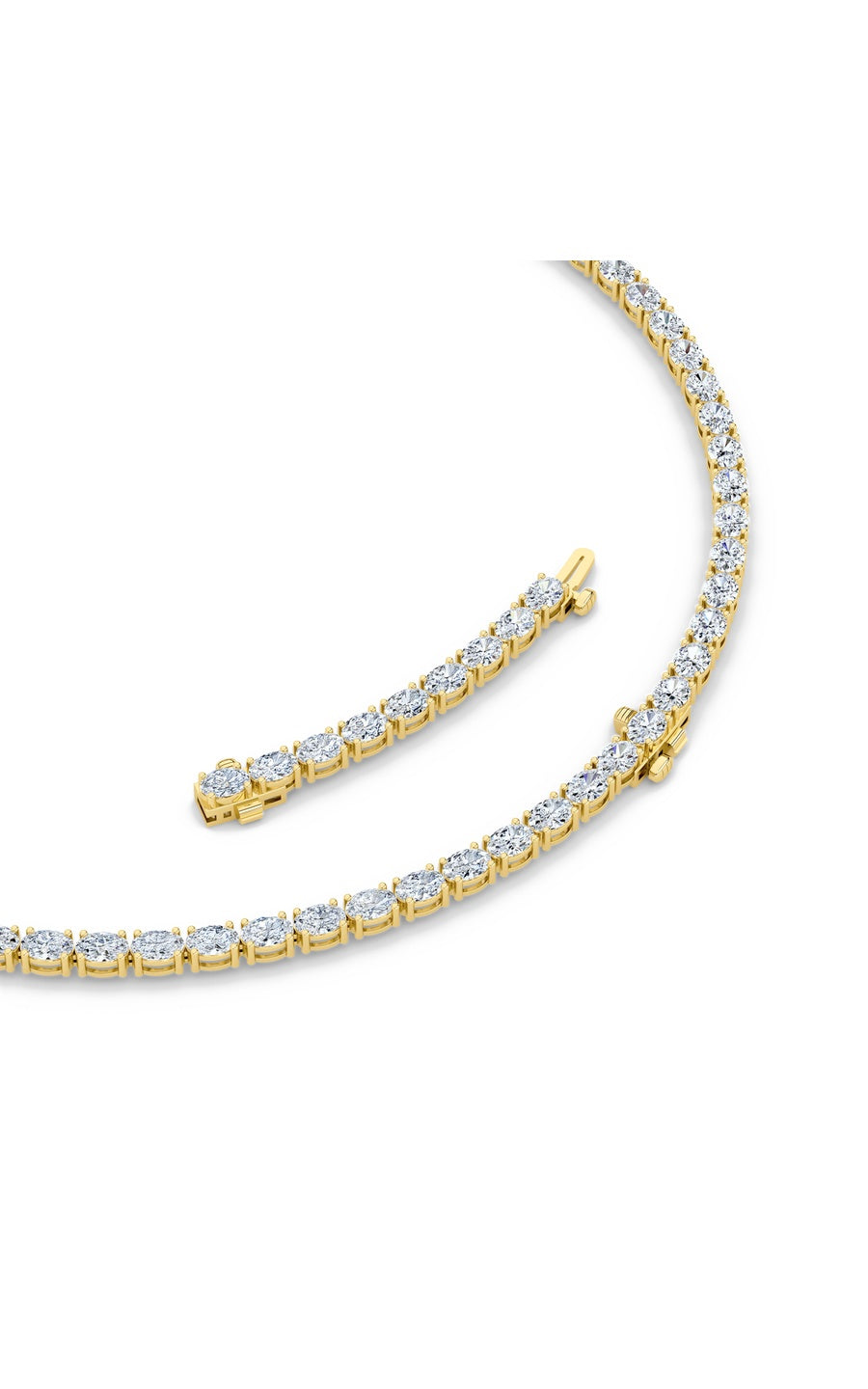 25Cttw Oval Shaped Lab Grown Diamond Tennis Necklace in 14K Gold (F/VS)