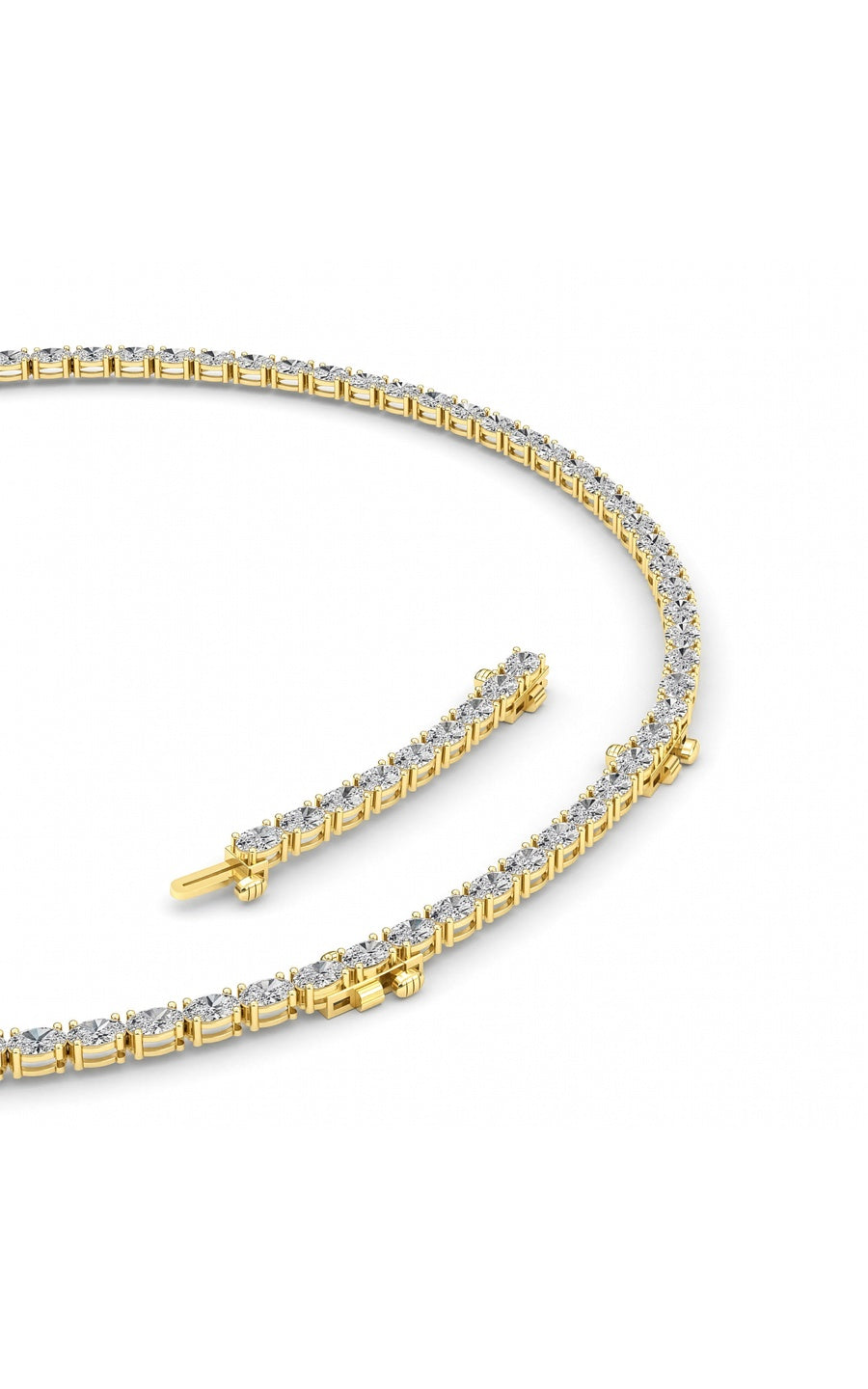 25Cttw Oval Shaped Lab Grown Diamond Tennis Necklace in 14K Gold (F/VS)
