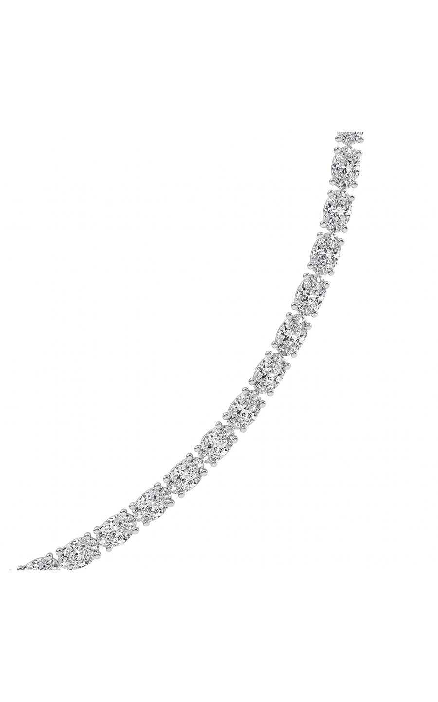 31Cttw Oval Shaped Lab Grown Diamond Tennis Necklace in 14K Gold (F/VS)