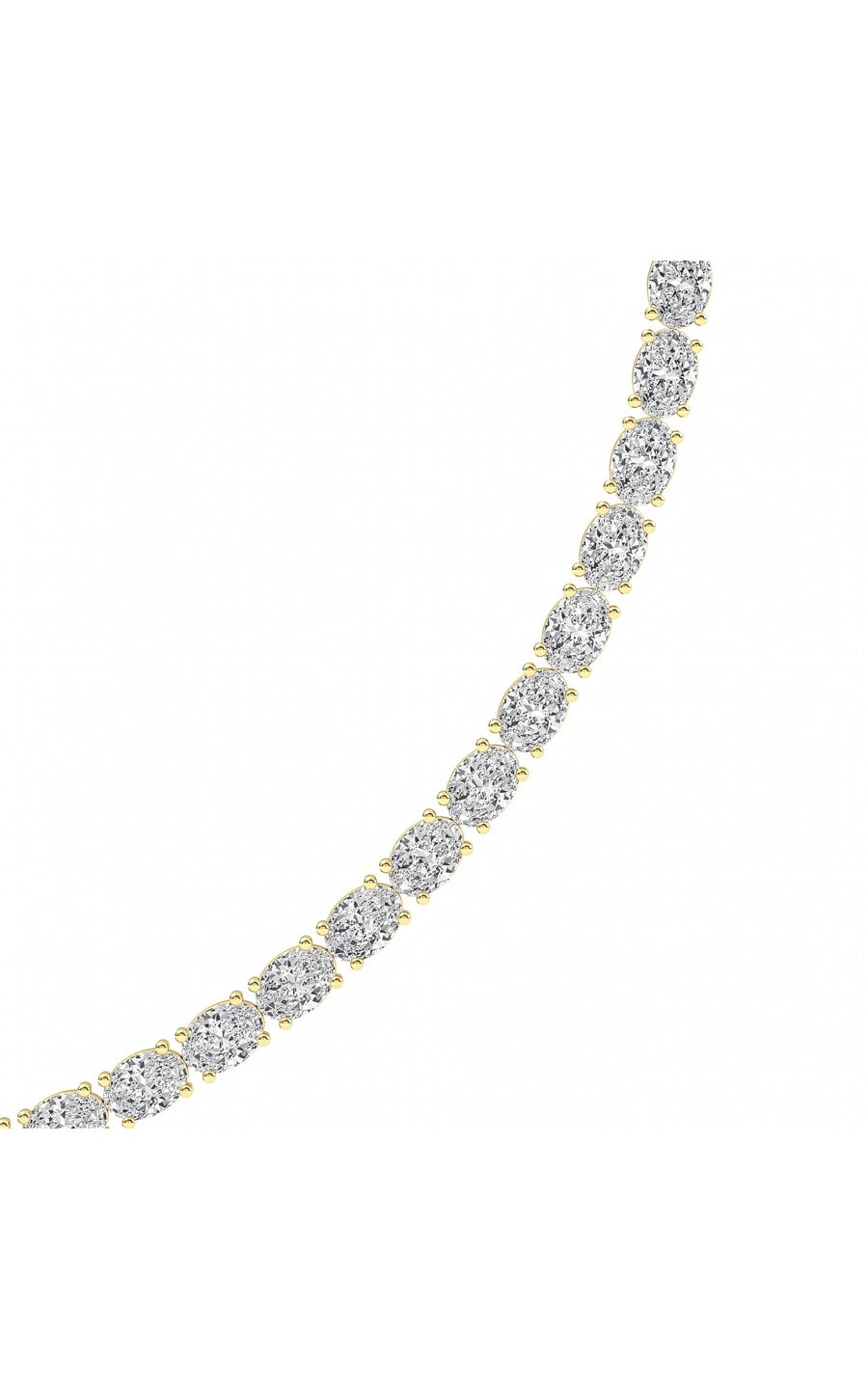 36Cttw Oval Shaped Lab Grown Diamond Tennis Necklace in 14K Gold (F/VS)
