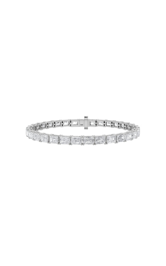 12.25Cttw Emerald Shaped Lab Grown Diamond East &West Bracelet in 14K Gold (F/VS)