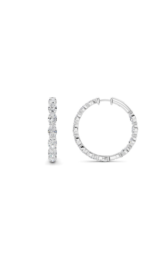 10Cttw Oval Shaped Lab Grown Diamond (F/VS) InsideOut Hoop Earrings in 14K White Gold