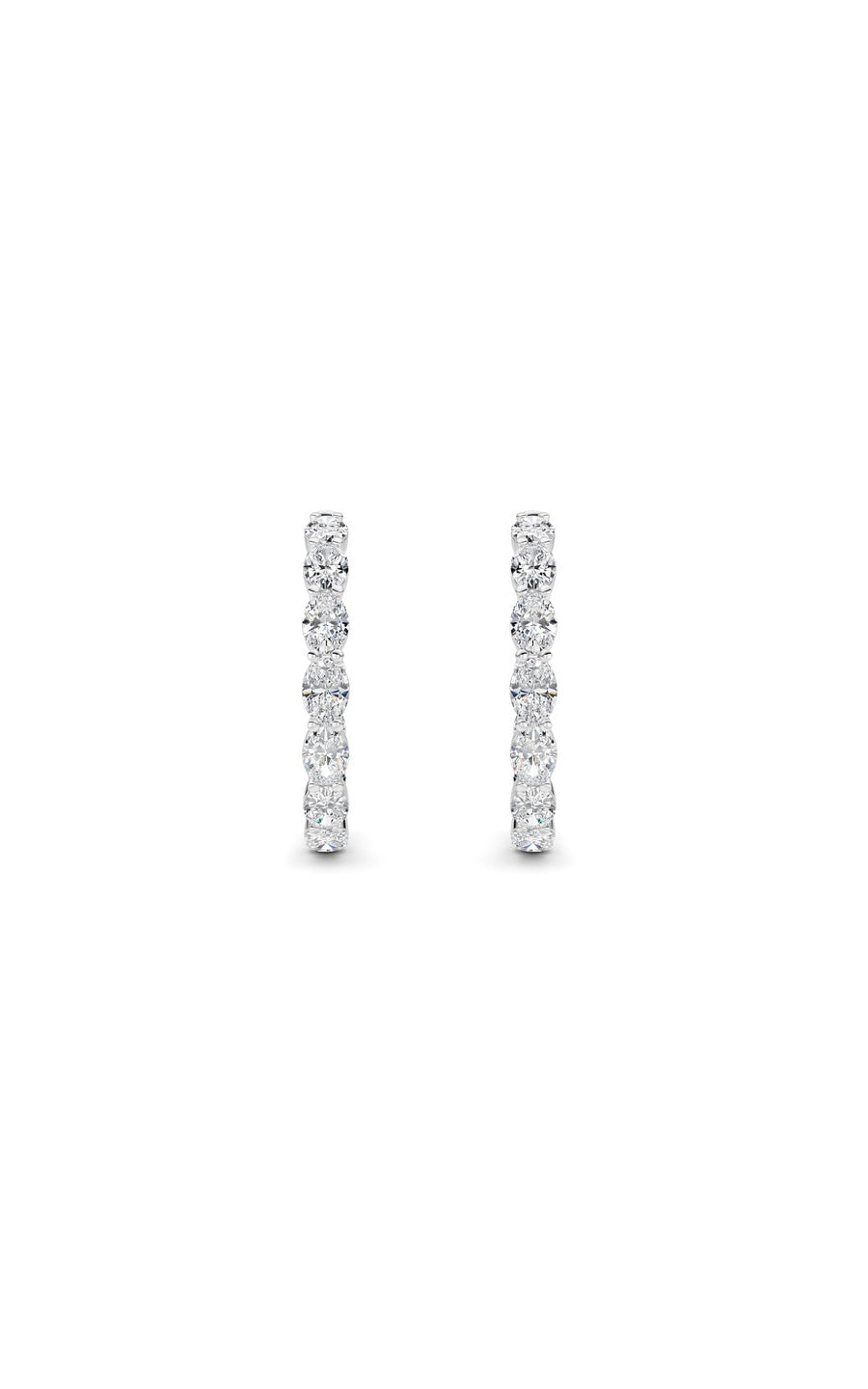 10Cttw Oval Shaped Lab Grown Diamond (F/VS) InsideOut Hoop Earrings in 14K White Gold