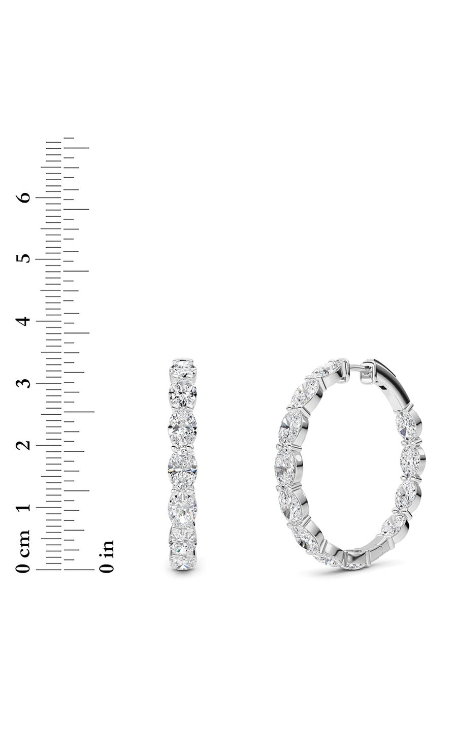 10Cttw Oval Shaped Lab Grown Diamond (F/VS) InsideOut Hoop Earrings in 14K White Gold