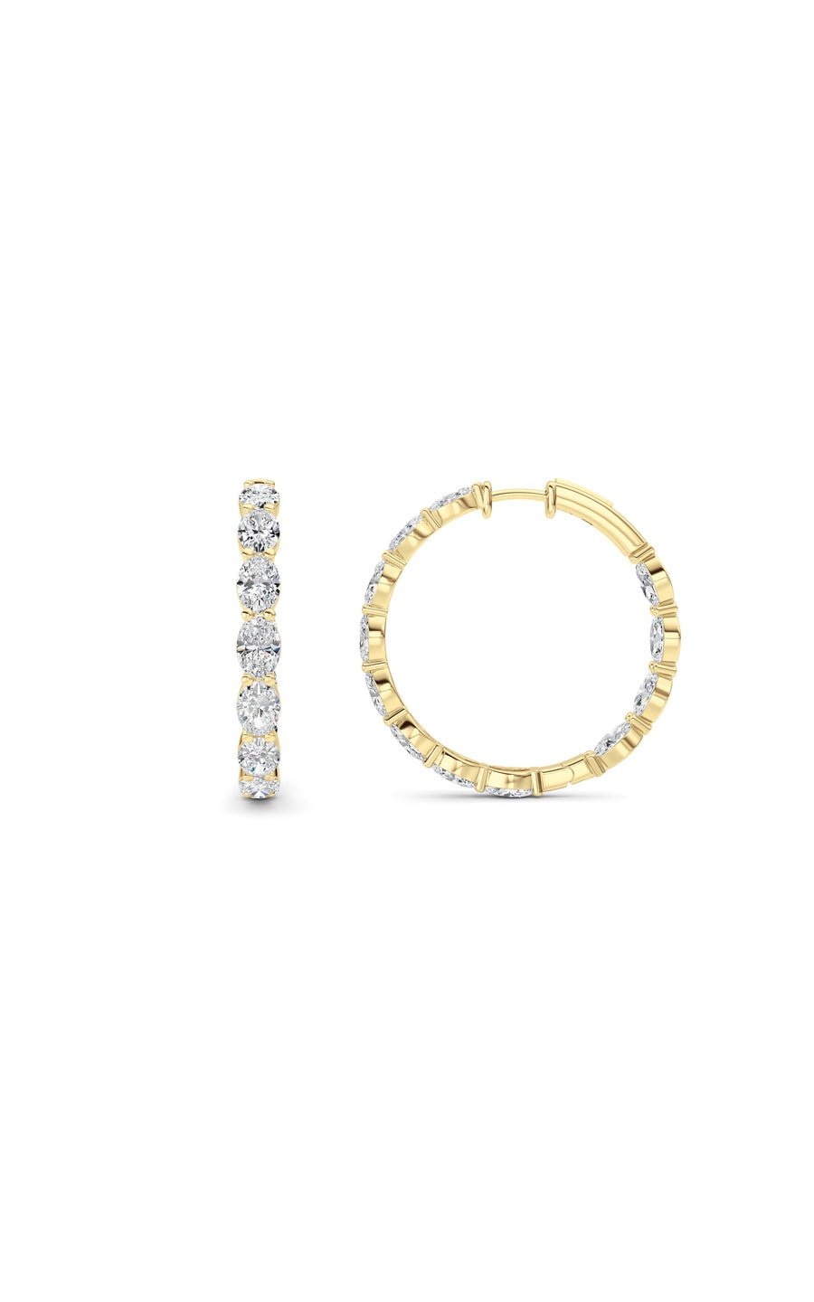 10Cttw Oval Shaped Lab Grown Diamond (F/VS) InsideOut Hoop Earrings in 14K White Gold