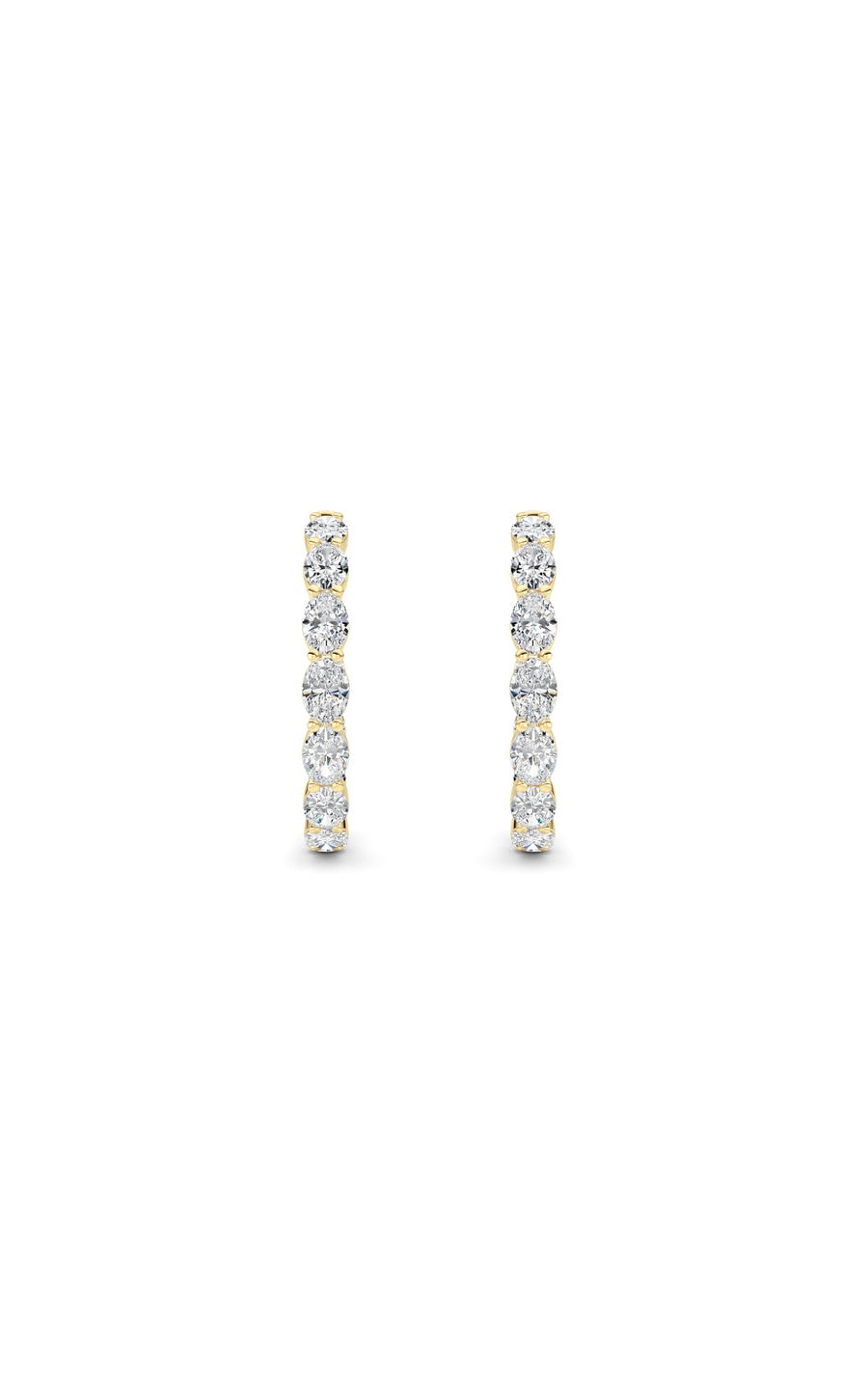 10Cttw Oval Shaped Lab Grown Diamond (F/VS) InsideOut Hoop Earrings in 14K White Gold