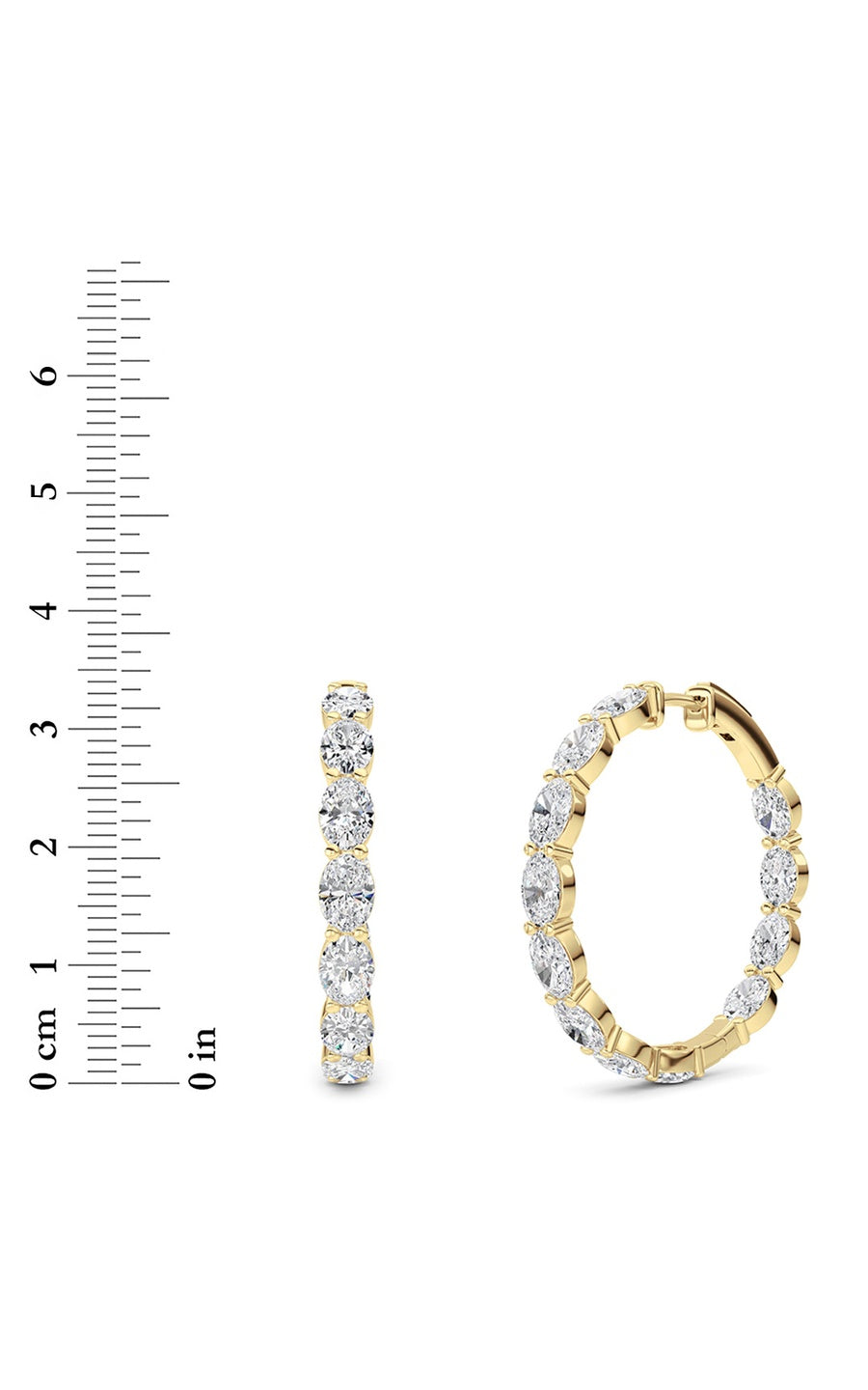 10Cttw Oval Shaped Lab Grown Diamond (F/VS) InsideOut Hoop Earrings in 14K White Gold