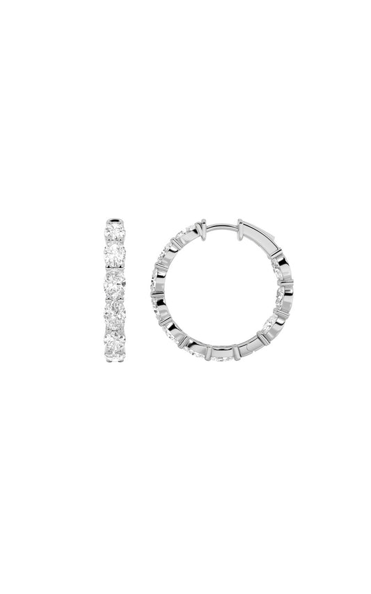 3Cttw Oval Shaped Lab Grown Diamond Inside Out Hoop Earrings in 14K Gold (F/VS)