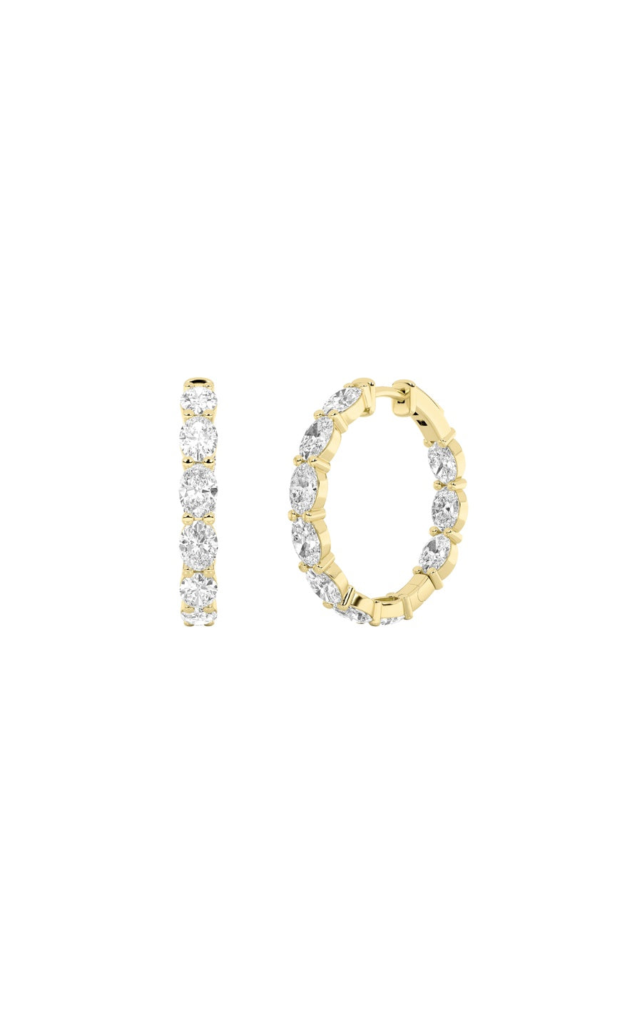 3Cttw Oval Shaped Lab Grown Diamond Inside Out Hoop Earrings in 14K Gold (F/VS)