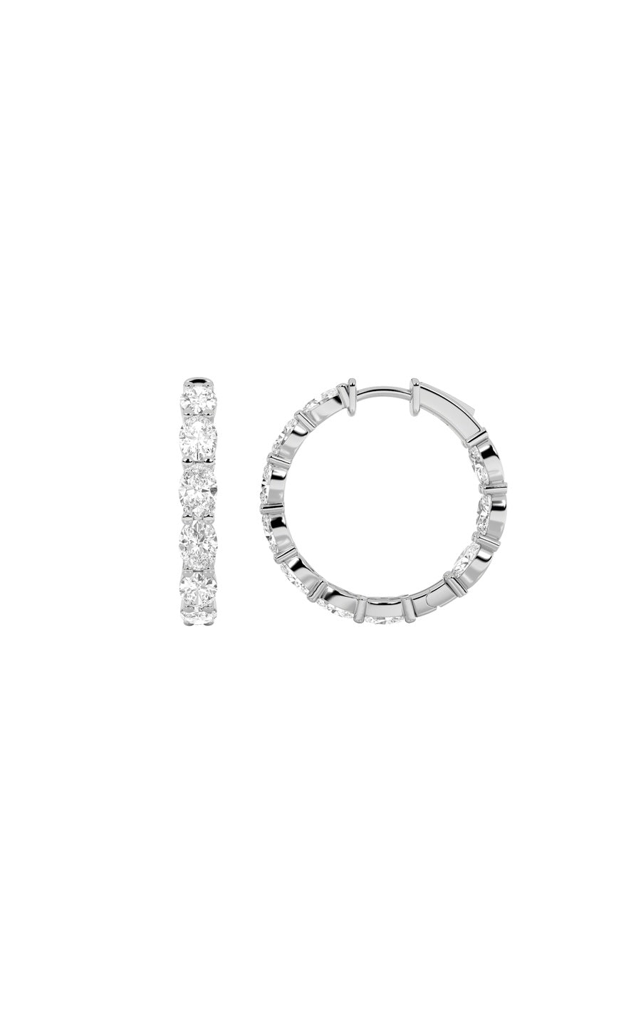 4CTW Oval Shaped Lab Grown Diamond Inside Out Hoop Earrings in 14K Gold (F/VS)