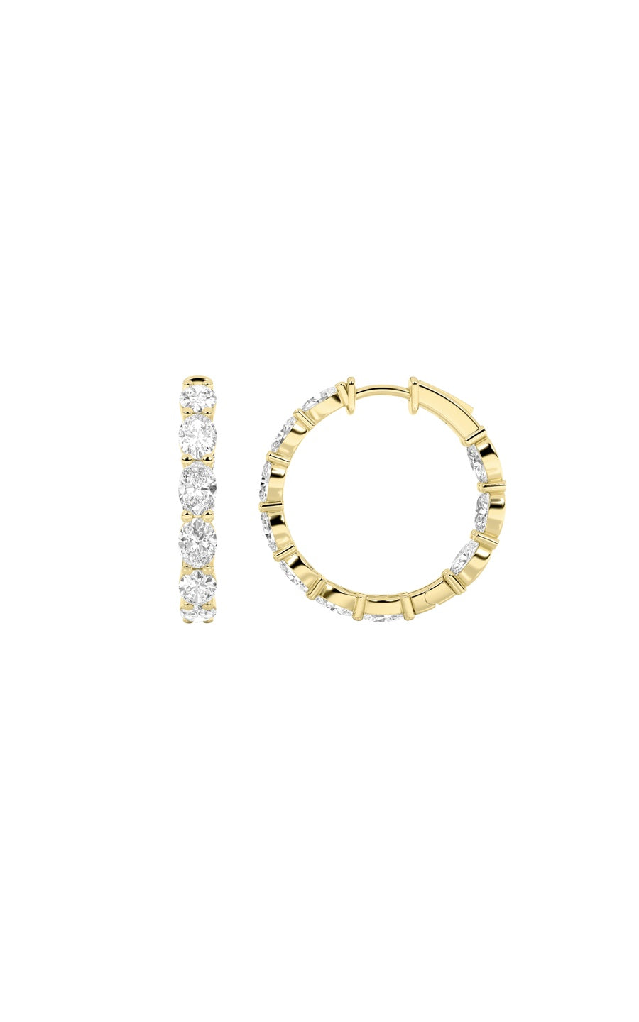 4Cttw Oval Shaped Lab Grown Diamond Inside Out Hoop Earrings in 14K Gold (F/VS)