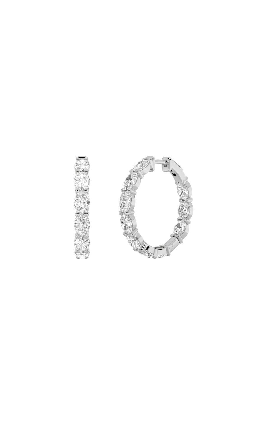 6Cttw Oval Shaped Lab Grown Diamond Inside Out Hoop Earrings in 14K Gold (F/VS)