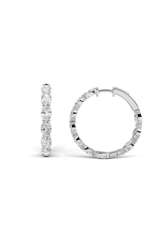7Cttw Oval Shaped Lab Grown Diamond Inside Out Hoop Earrings in 14K Gold (F/VS)