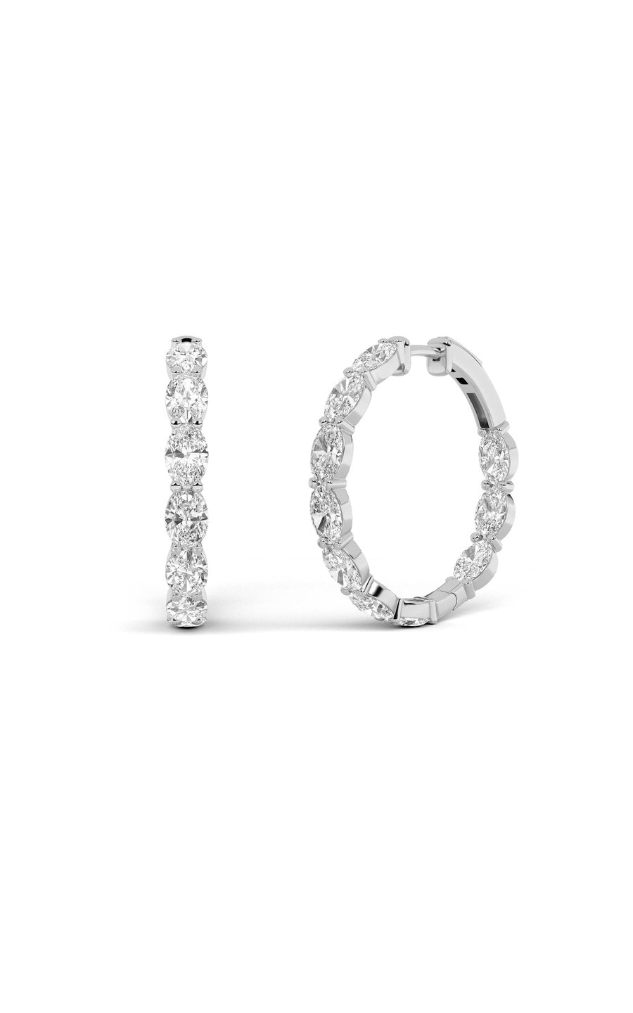 8Cttw Oval Shaped Lab Grown Diamond Inside Out Hoop Earrings in 14K Gold (F/VS)