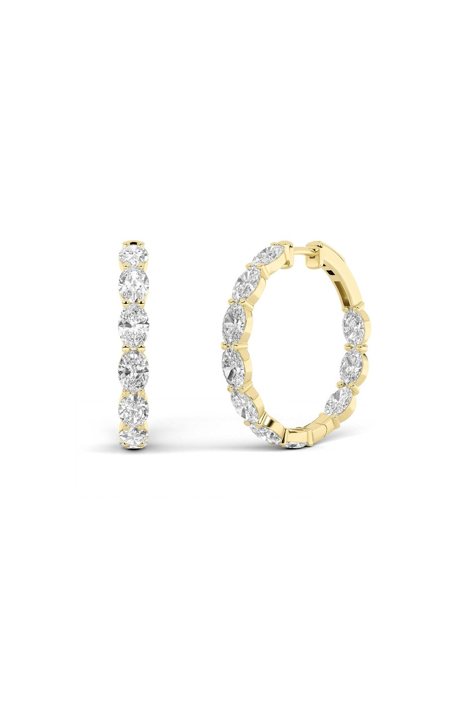 8Cttw Oval Shaped Lab Grown Diamond Inside Out Hoop Earrings in 14K Gold (F/VS)