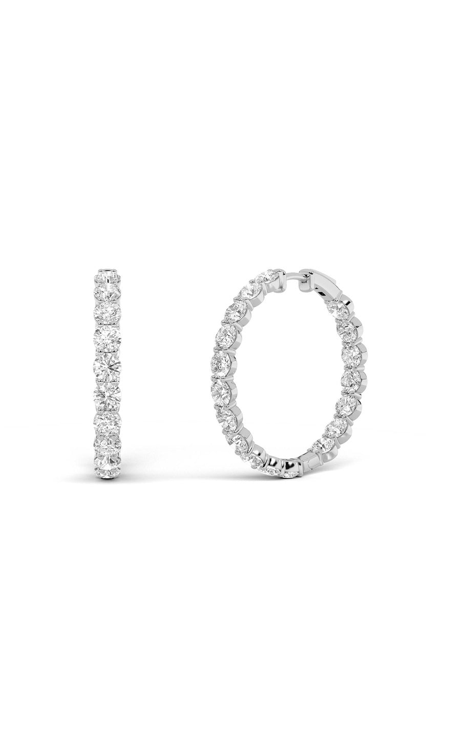 10Cttw Round Shaped Lab Grown Diamond Inside Out Hoop Earrings in 14K Gold (F/VS)