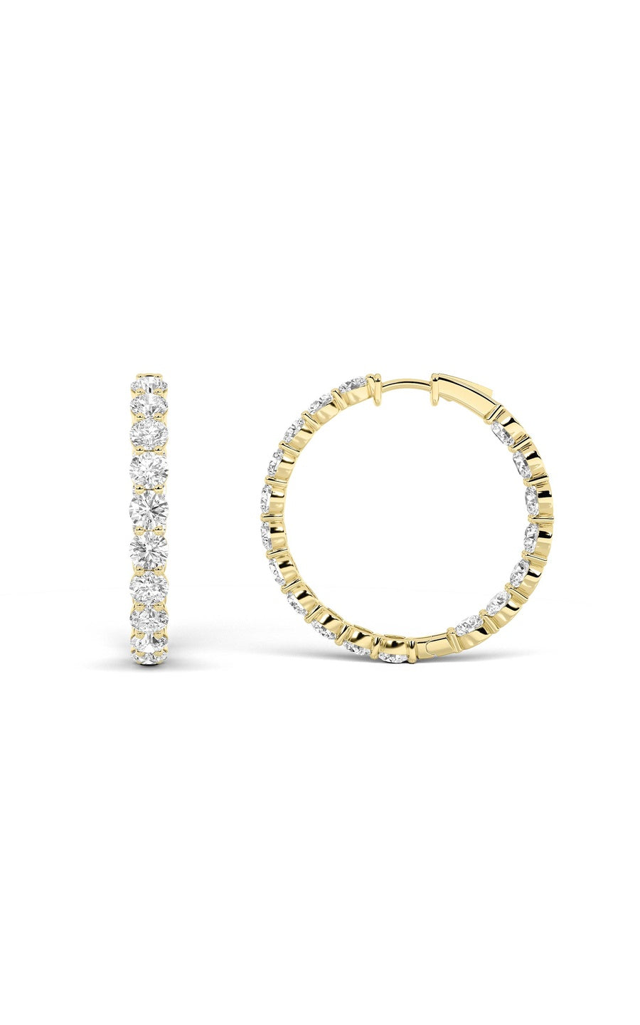 10Cttw Round Shaped Lab Grown Diamond Inside Out Hoop Earrings in 14K Gold (F/VS)