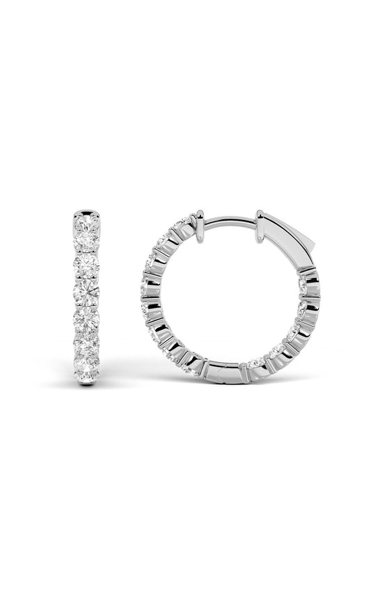 2Cttw Round Shaped Lab Grown Diamond Inside Out Hoop Earrings in 14K Gold (F/VS)