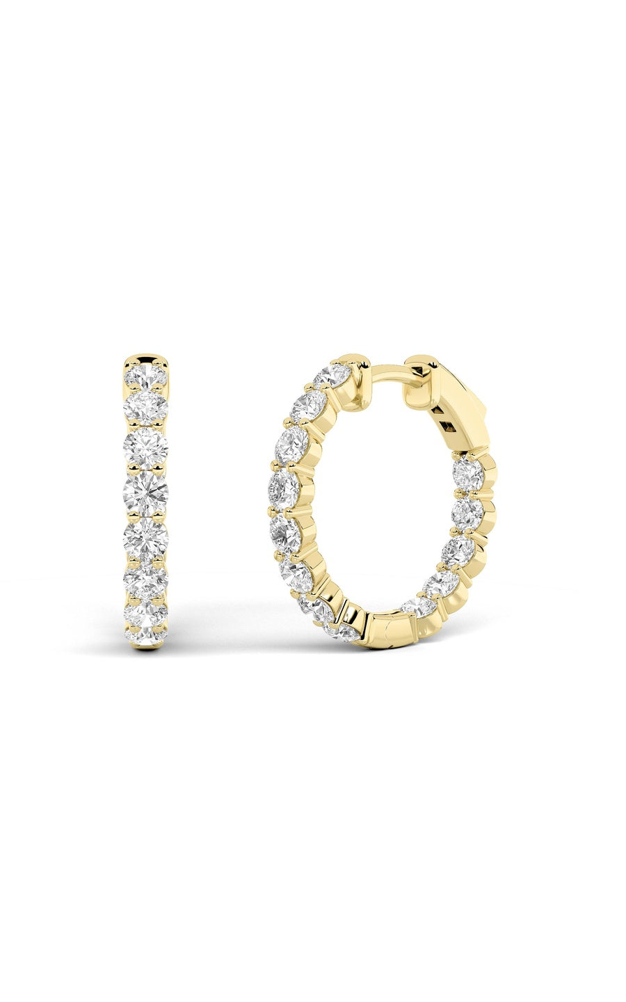 3Cttw Round Shaped Lab Grown Diamond Inside Out Hoop Earrings in 14K Gold (F/VS)