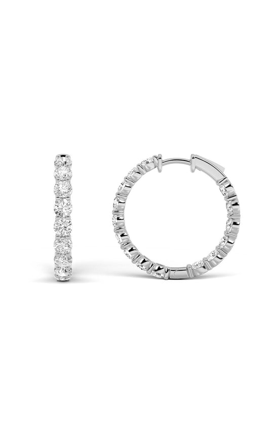 5Cttw Round Shaped Lab Grown Diamond Inside Out Hoop Earrings in 14K Gold (F/VS)