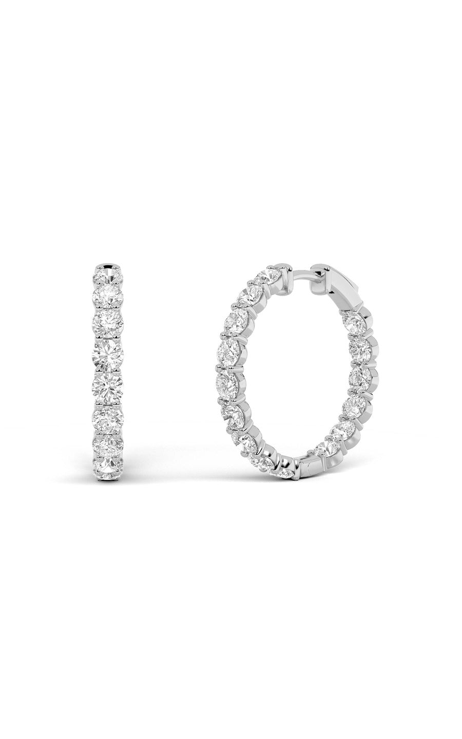 5Cttw Round Shaped Lab Grown Diamond Inside Out Hoop Earrings in 14K Gold (F/VS)