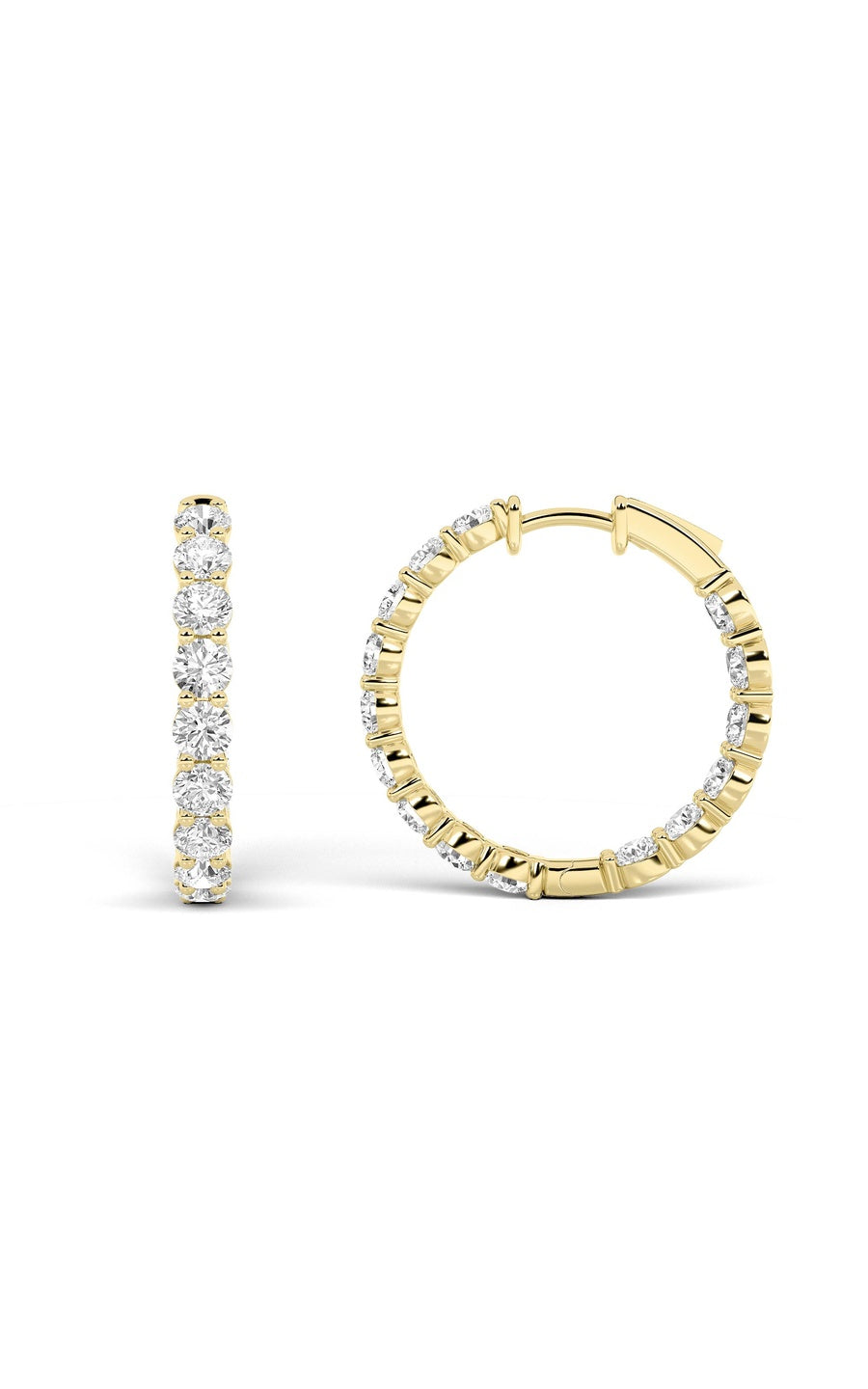 5Cttw Round Shaped Lab Grown Diamond Inside Out Hoop Earrings in 14K Gold (F/VS)